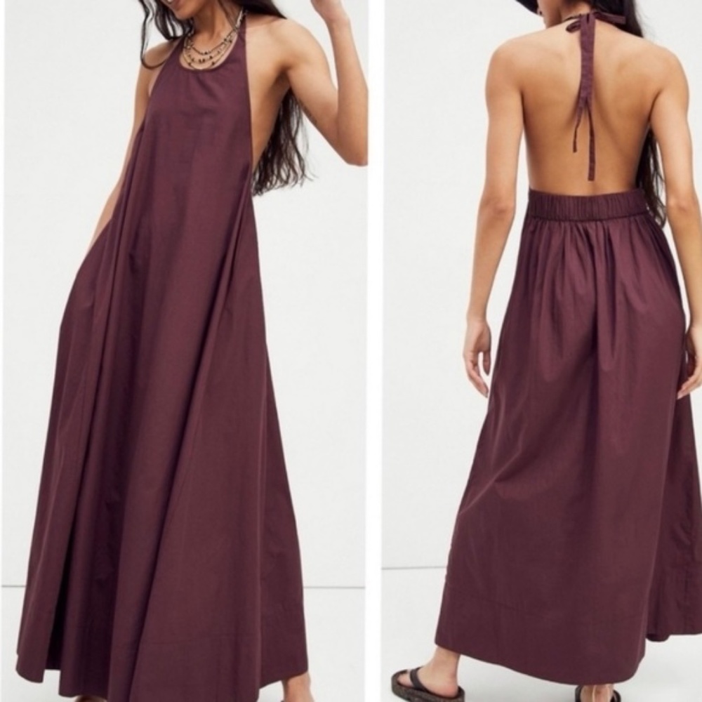 Free People Beachside Tide Maxi Dress Plum